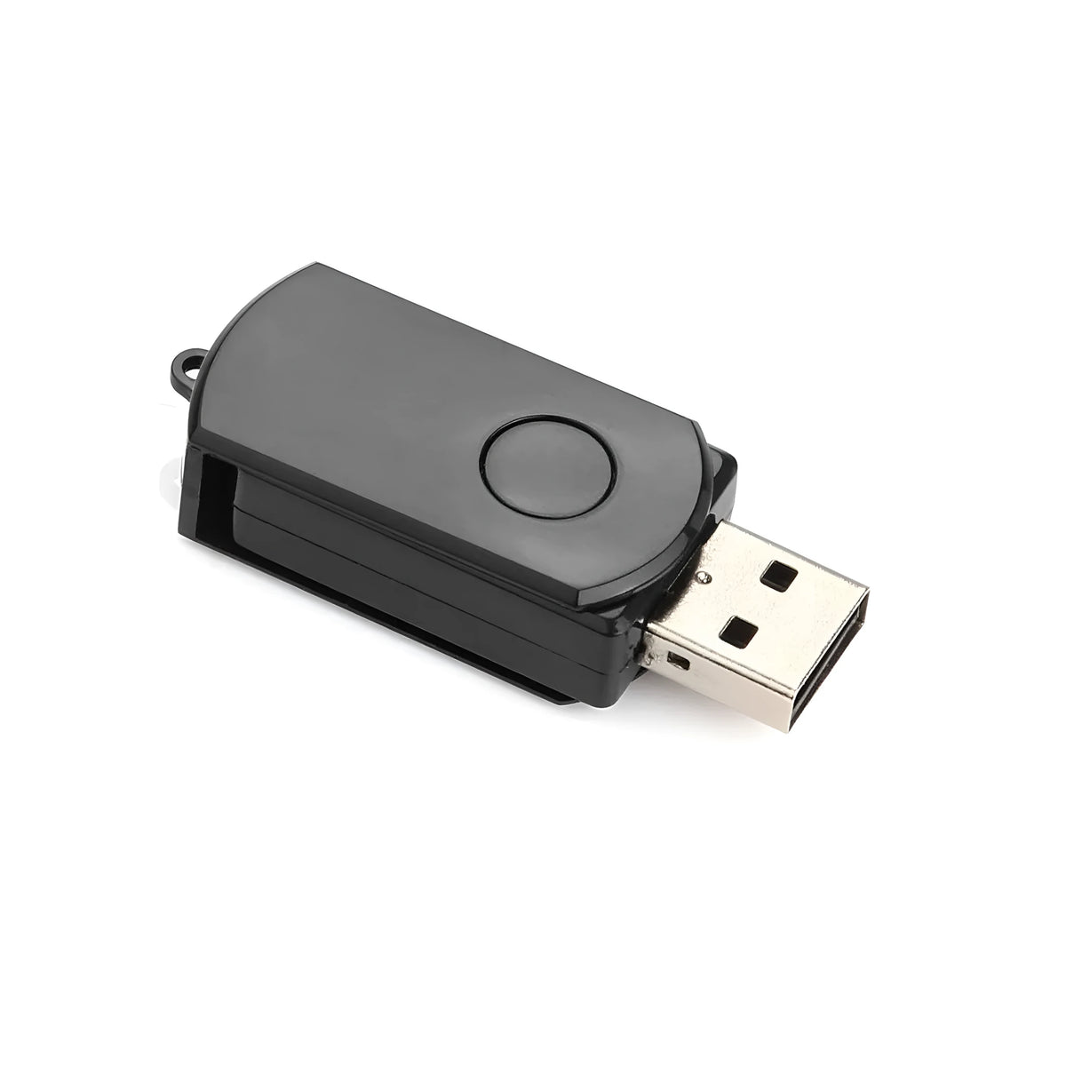 Black plastic recording rotary card U disk with USB 2.0 interface, 52x20x12mm