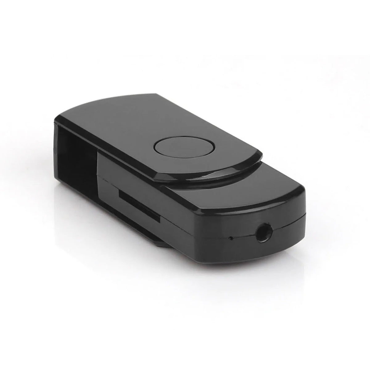 Black plastic recording rotary card U disk with USB 2.0 interface, 52x20x12mm