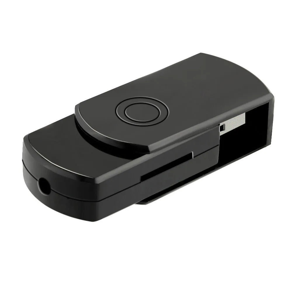 Black plastic recording rotary card U disk with USB 2.0 interface, 52x20x12mm