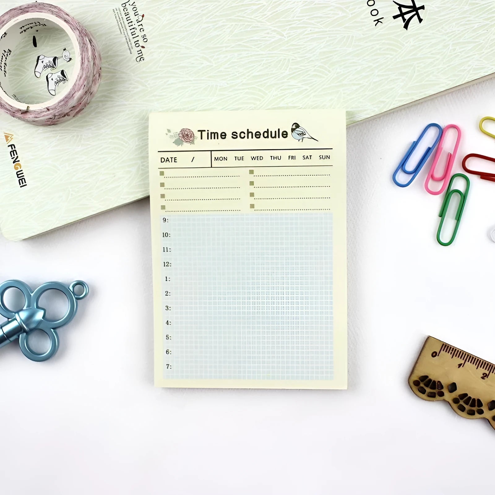 10.2cm work plan diary notebook showing four different planning style options