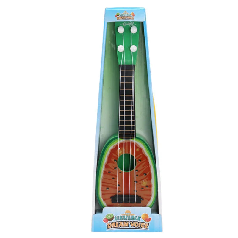 Retro guitar toy ukulele for children in brightly coloured plastic design