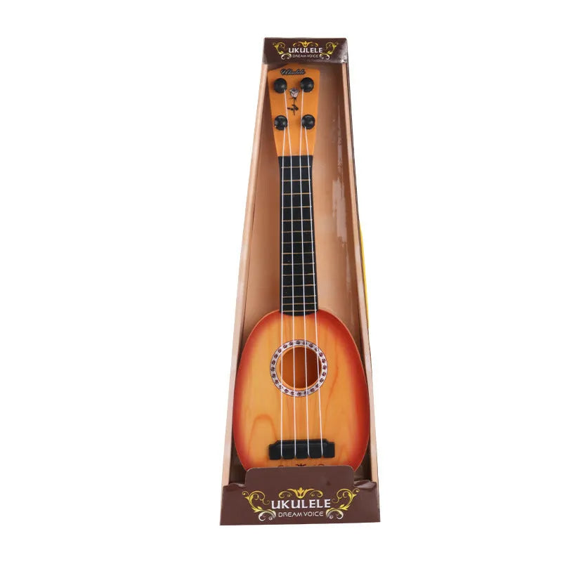 Retro guitar toy ukulele for children in brightly coloured plastic design