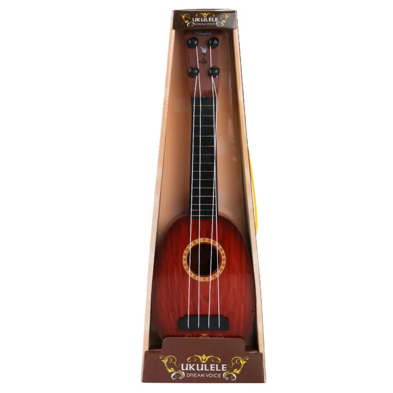 Retro guitar toy ukulele for children in brightly coloured plastic design
