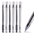 Syringe-style neutral pen in black, blue, and pink colours, shown in boxes of 6 and 12.