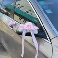 Bear rose rear view mirror wedding car decoration in pink artificial flowers with Korean style design