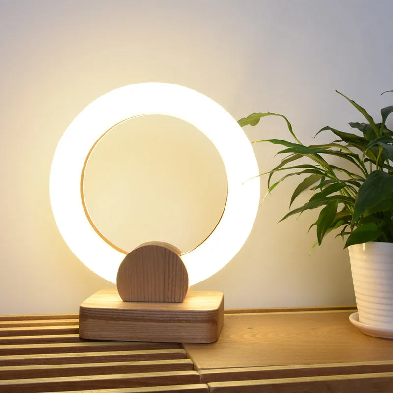 Wooden and acrylic circular Nordic style chandelier LED ceiling light in 20cm and 30cm diameter sizes
