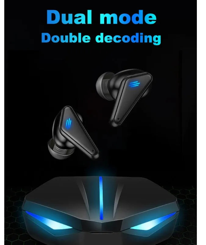 Blue Private Model K55 wireless Bluetooth gaming headset with in-ear earplug design.
