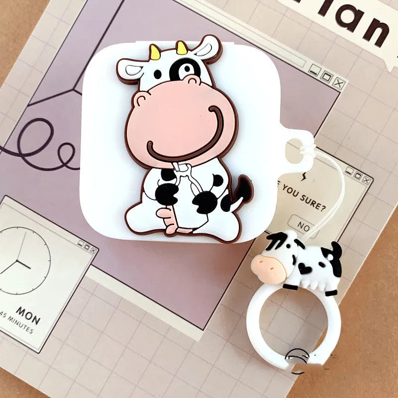 White silicone protective case for Xiaomi Air2 SE with big cow doll pendant and beige cow wristband