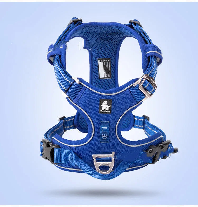 Nylon dog vest harness in multiple colours, chest strap design, sizes XS to XL for small and large dogs