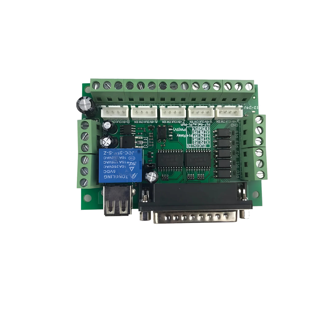 5 axis CNC breakout board interface with USB and parallel port connectors for Mach3 router kit