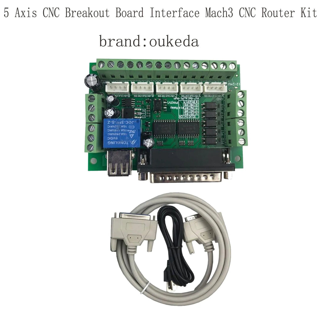 5 axis CNC breakout board interface with USB and parallel port connectors for Mach3 router kit
