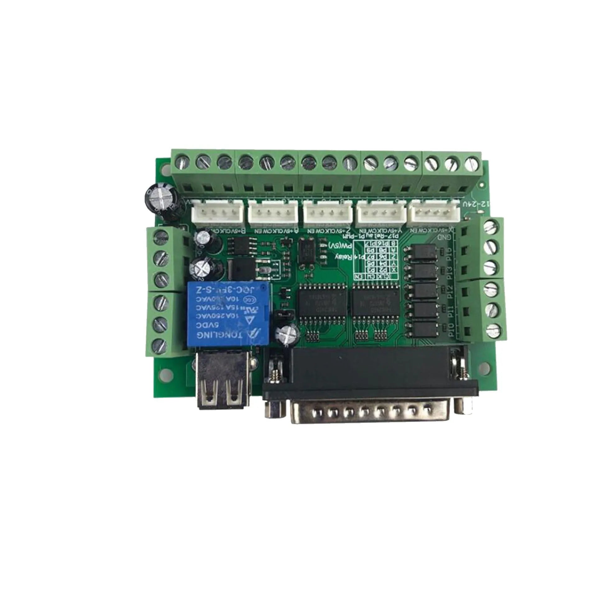 5 axis CNC breakout board interface with USB and parallel port connectors for Mach3 router kit