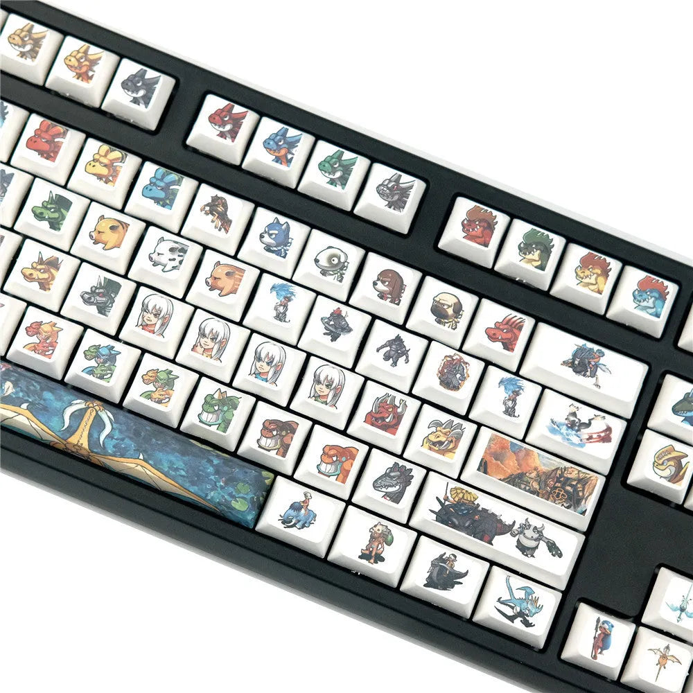 Xda Little Monster cartoon sublimation keycap for mechanical keyboards with USB wireless connection