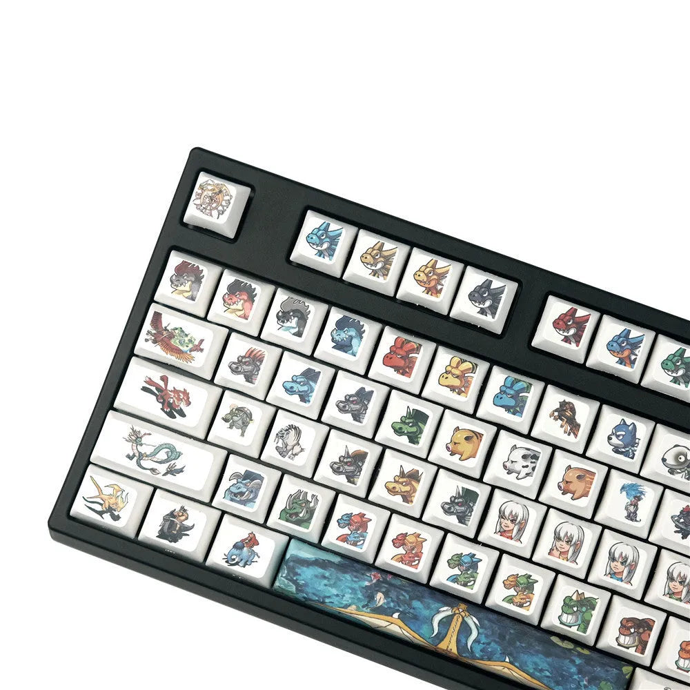 Xda Little Monster cartoon sublimation keycap for mechanical keyboards with USB wireless connection