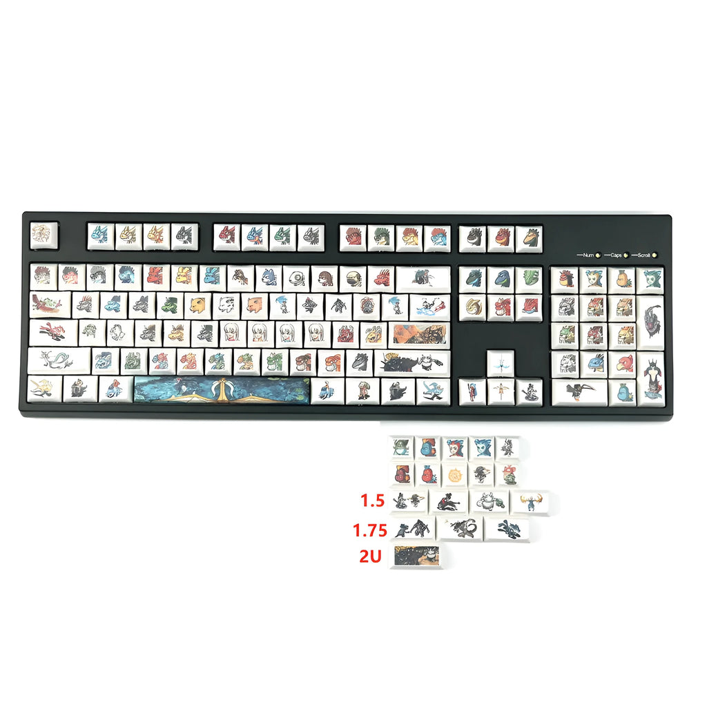 Xda Little Monster cartoon sublimation keycap for mechanical keyboards with USB wireless connection