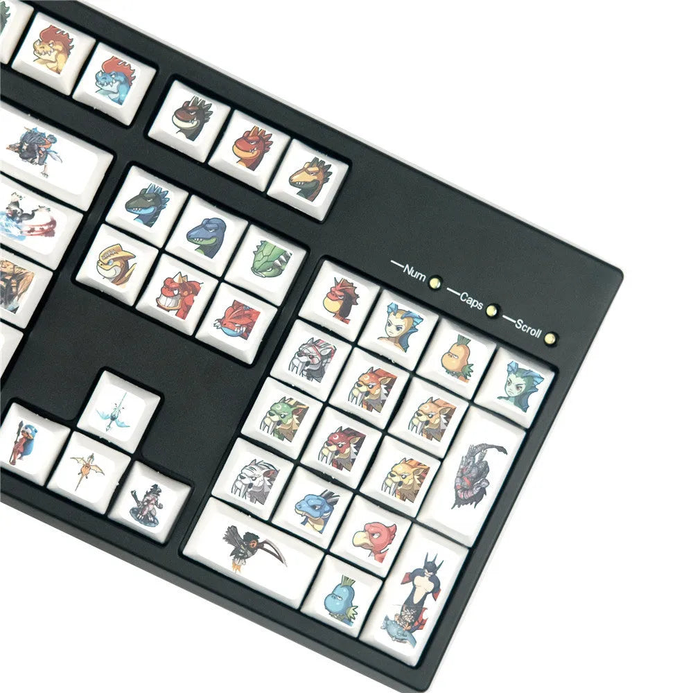 Xda Little Monster cartoon sublimation keycap for mechanical keyboards with USB wireless connection