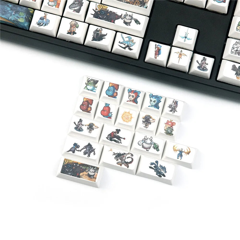 Xda Little Monster cartoon sublimation keycap for mechanical keyboards with USB wireless connection
