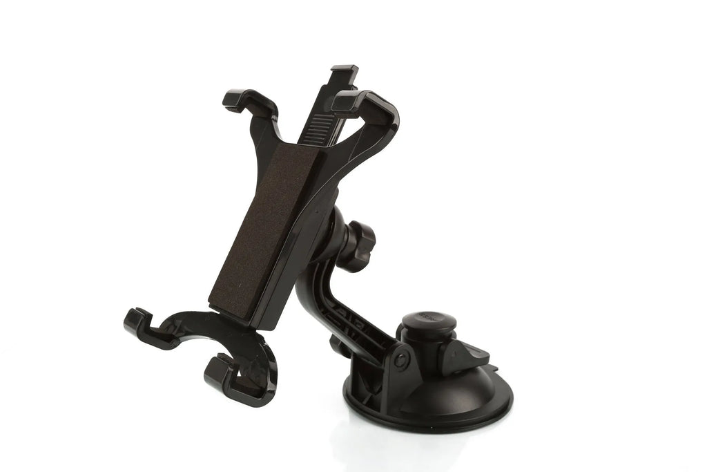 Black ABS car tablet bracket holding a tablet under 11 inches on a car dash