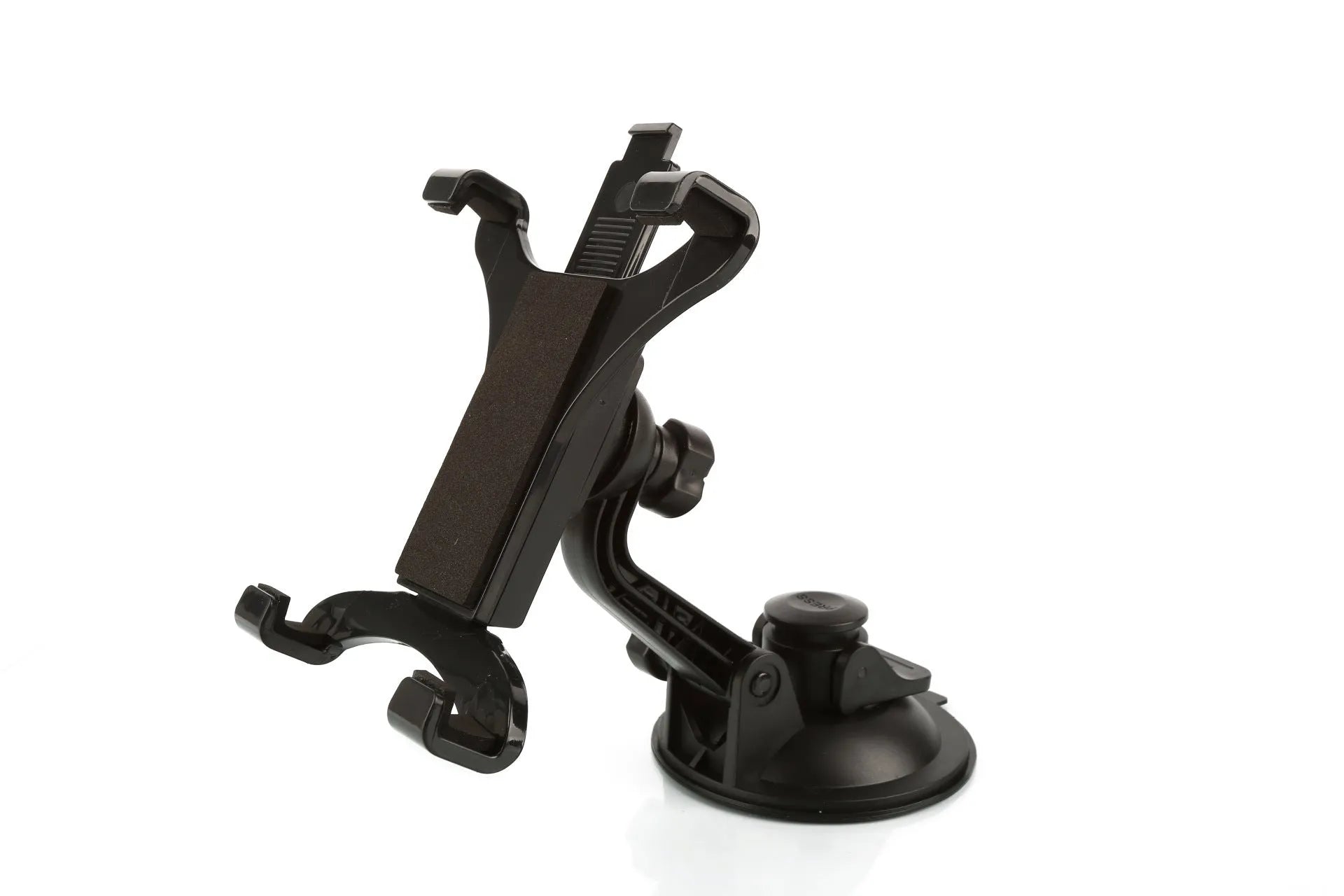 Black ABS car tablet bracket holding a tablet under 11 inches on a car dash