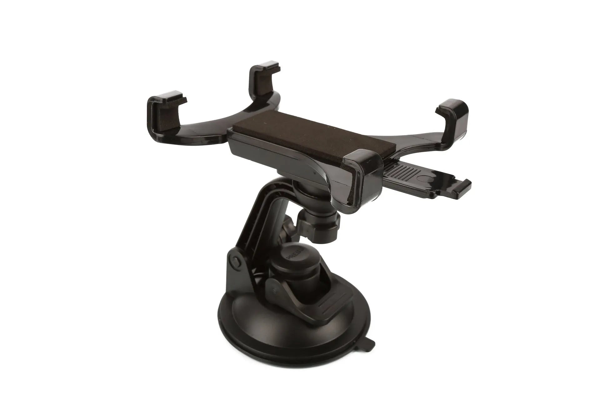 Black ABS car tablet bracket holding a tablet under 11 inches on a car dash
