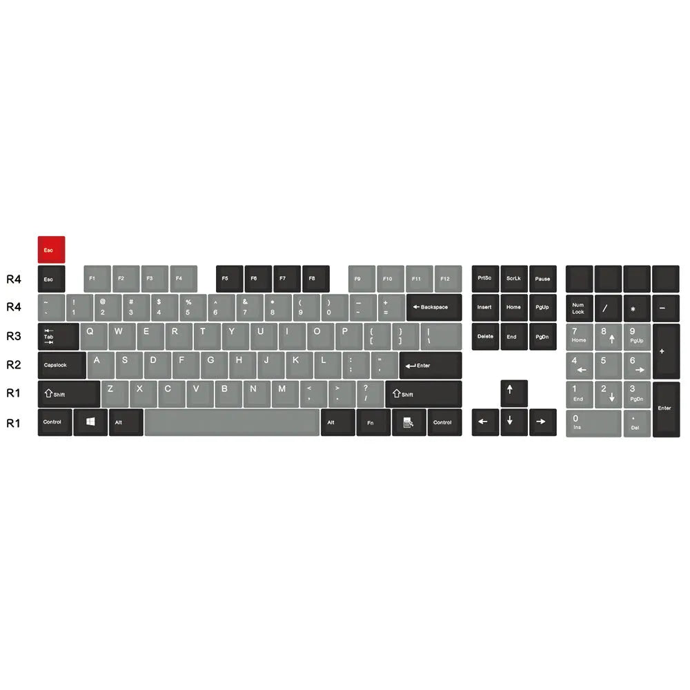 Side engraved transparent Dolch keycap set for backlit mechanical keyboards