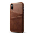 Black leather business phone case for iPhone XS Max, back view with machined finish and pure colour design