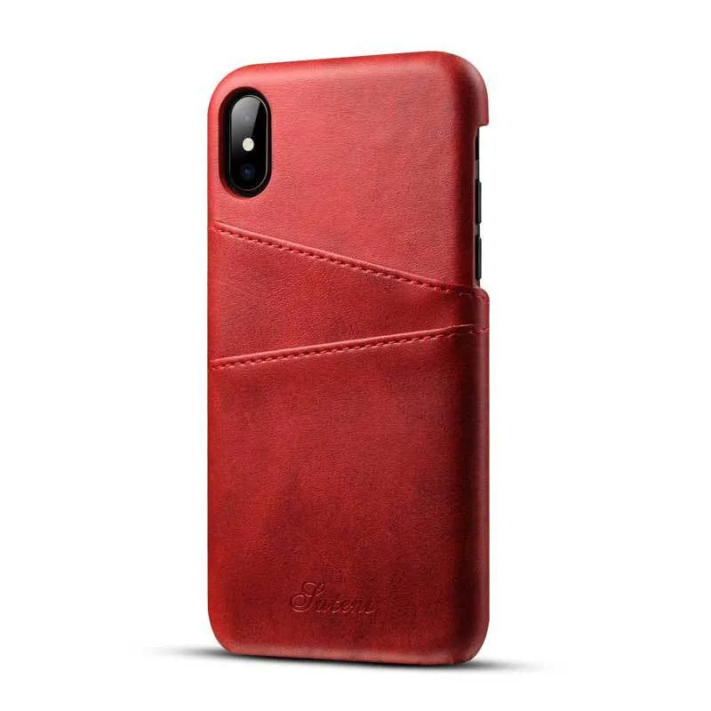 Black leather business phone case for iPhone XS Max, back view with machined finish and pure colour design