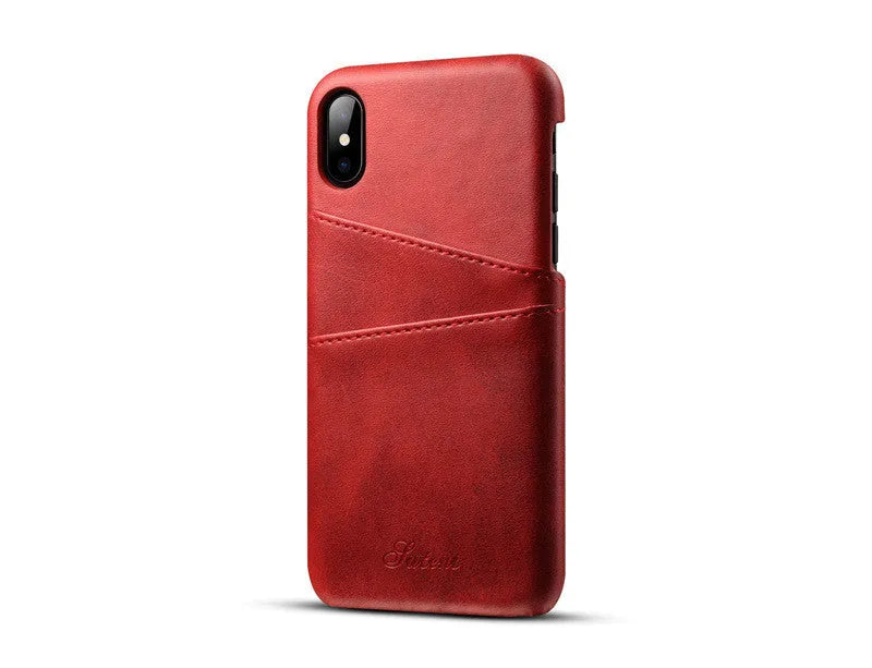 Black leather business phone case for iPhone XS Max, back view with machined finish and pure colour design