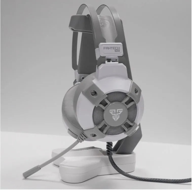 Black FANTECH HG11 USB gaming headset with RGB lights on earcups and an adjustable microphone.