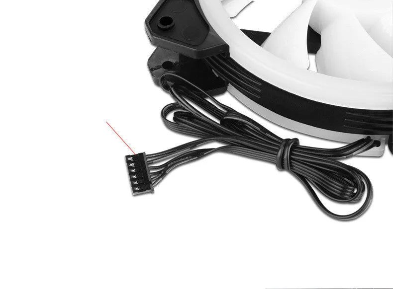 Camouflage patterned 12cm PC case fan with glowing RGB lights on the blades.