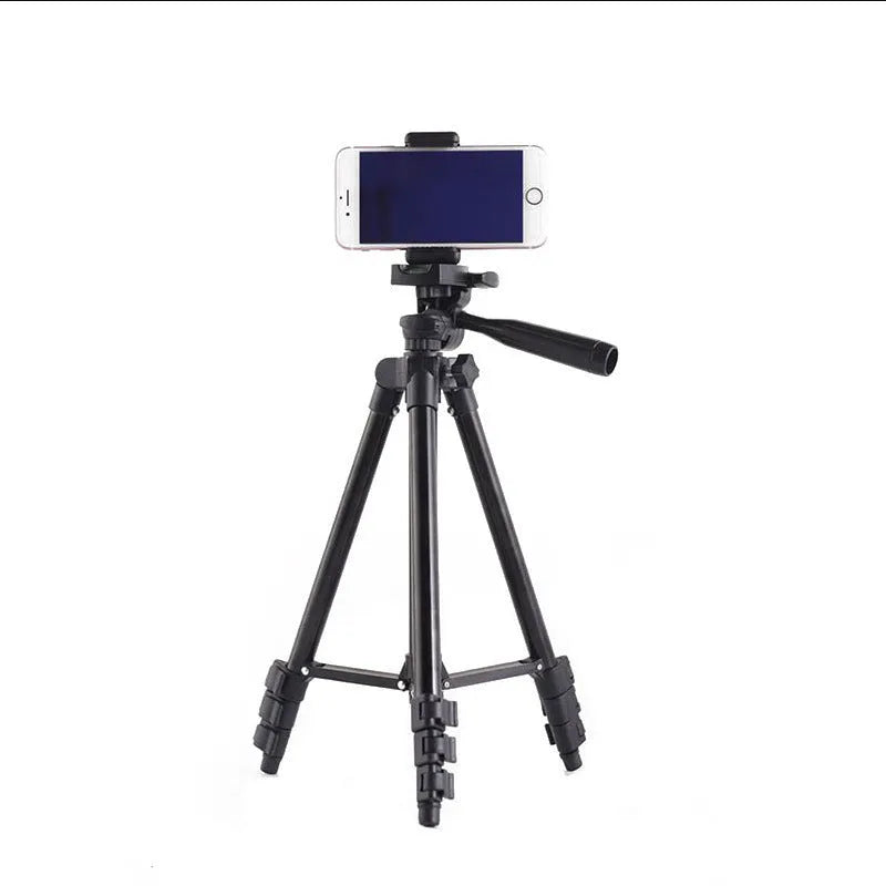 Black aluminium alloy portable camera tripod with extended legs and a 3D head.