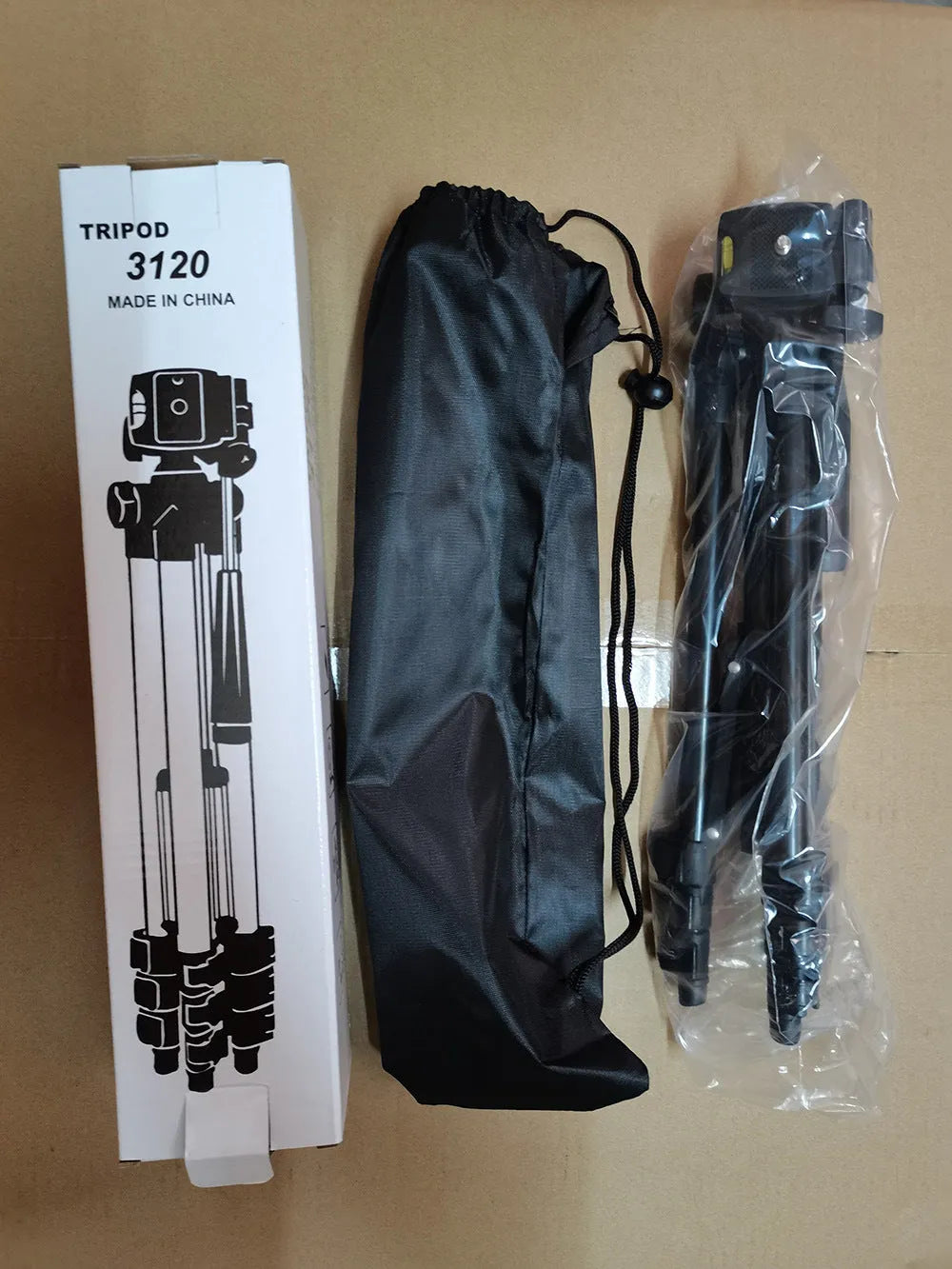 Black aluminium alloy portable camera tripod with extended legs and a 3D head.