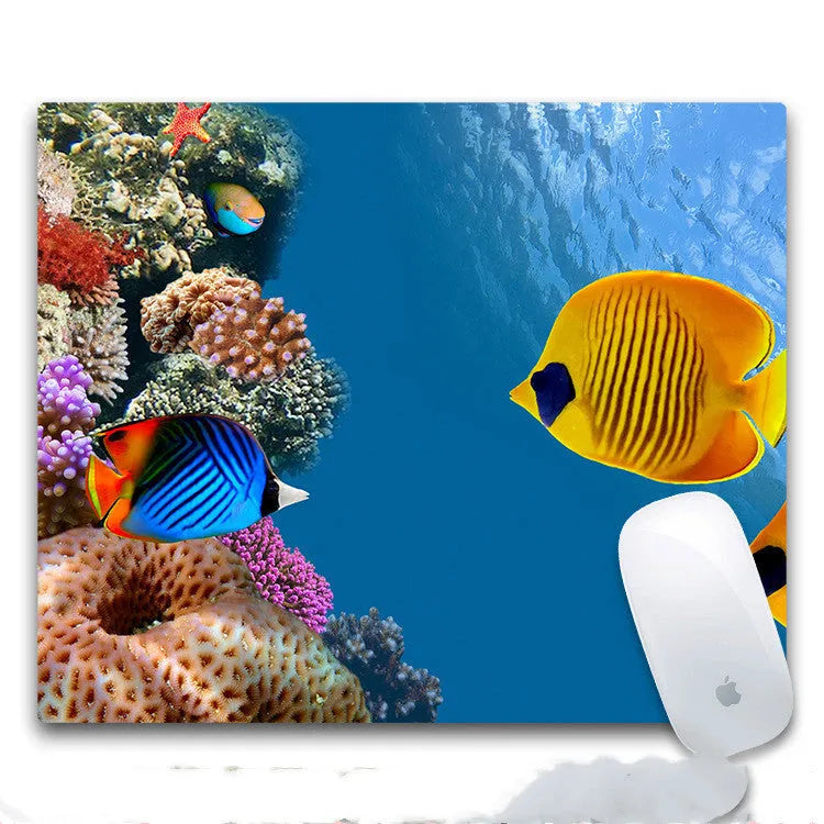 Custom printed rubber mouse pad with non-slip base and cloth surface in compact size