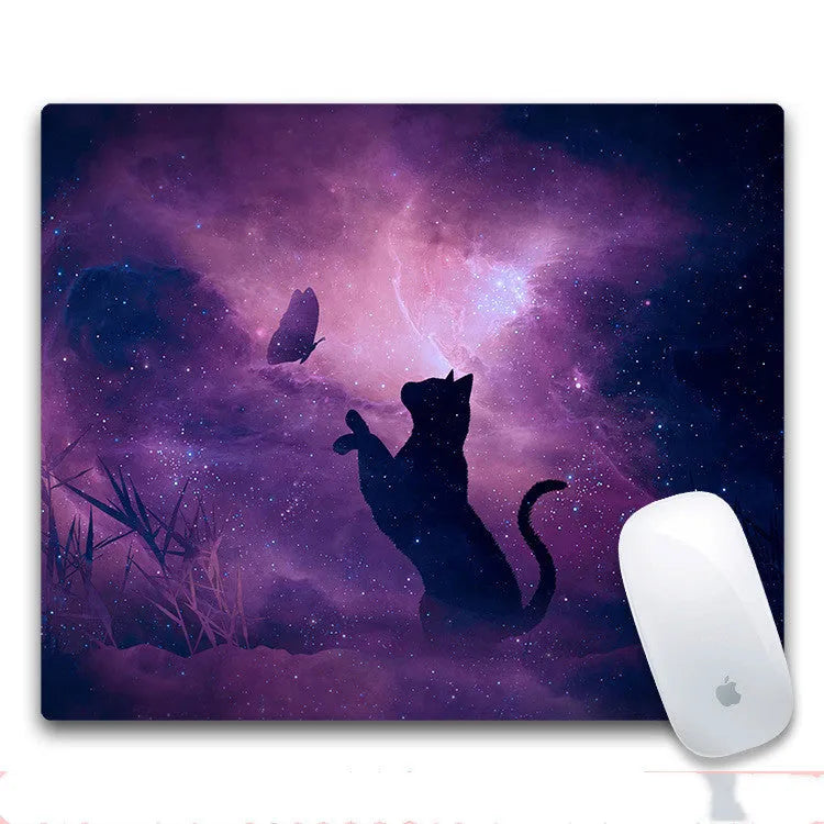 Custom printed rubber mouse pad with non-slip base and cloth surface in compact size