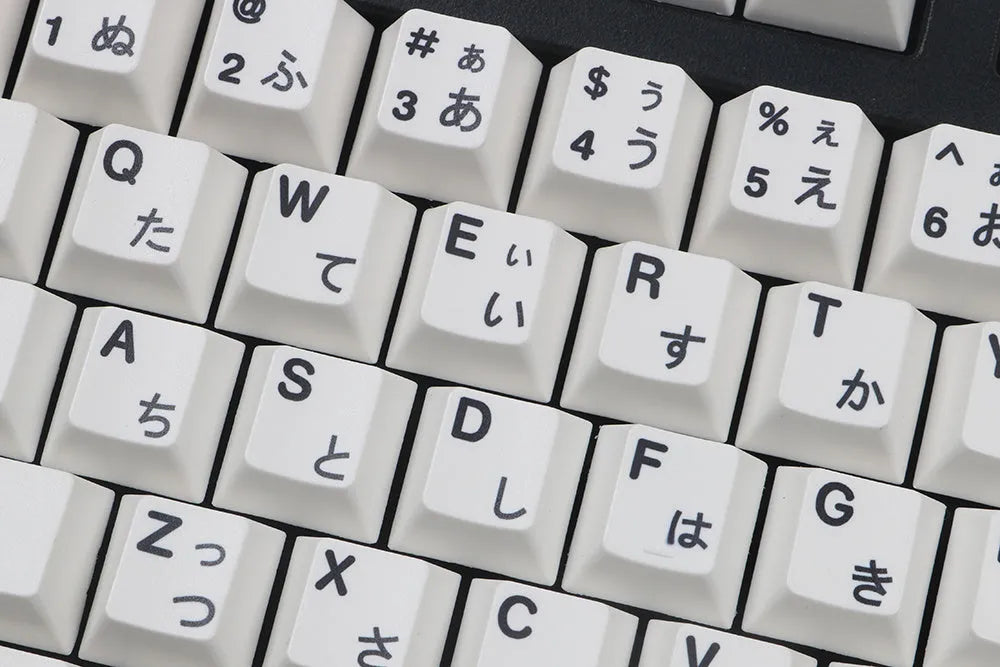 Black and white Japanese minimalist 104-key PBT thermal sublimation keycap set for mechanical keyboards