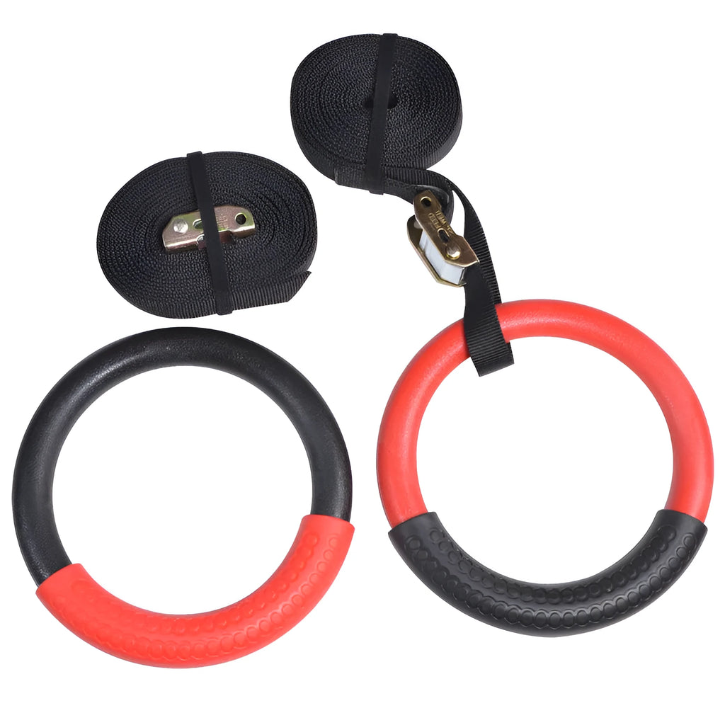 Red birch wood gymnastic ring with 24cm outer diameter for calisthenics training