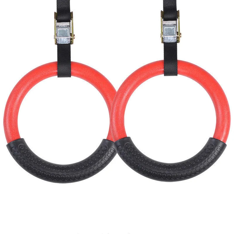 Red birch wood gymnastic ring with 24cm outer diameter for calisthenics training