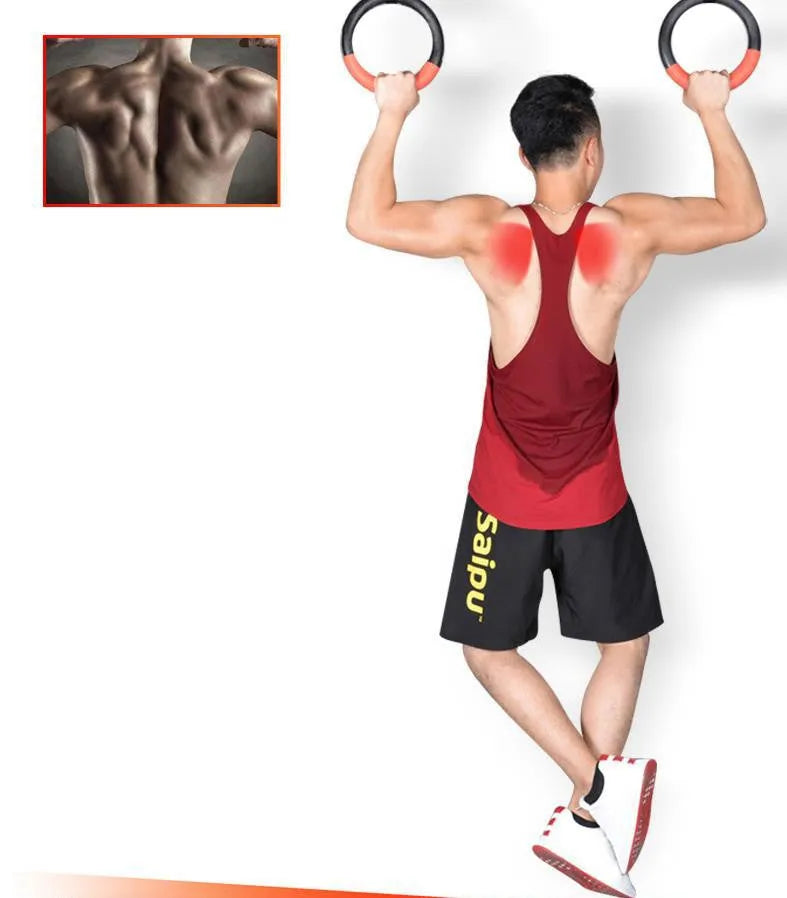 Red birch wood gymnastic ring with 24cm outer diameter for calisthenics training