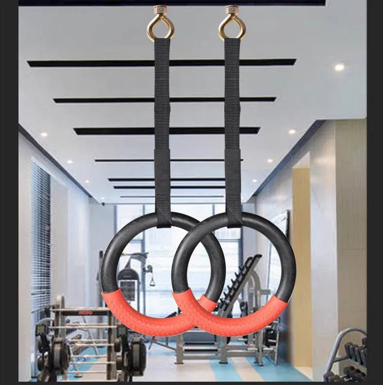 Red birch wood gymnastic ring with 24cm outer diameter for calisthenics training