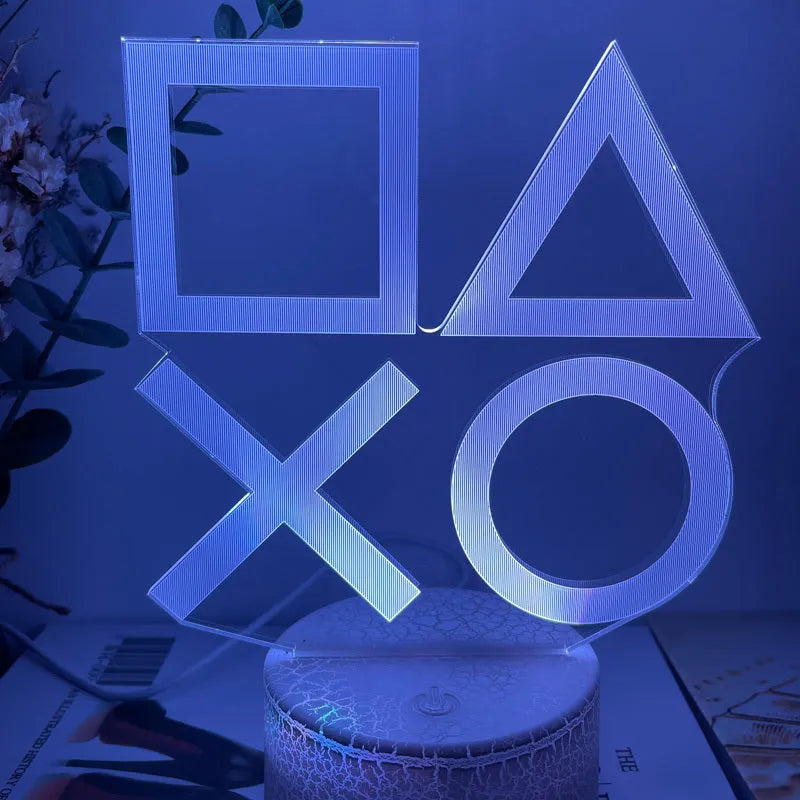 Creative 3D gamepad-shaped LED desk lamp with acrylic shade and touch control base.