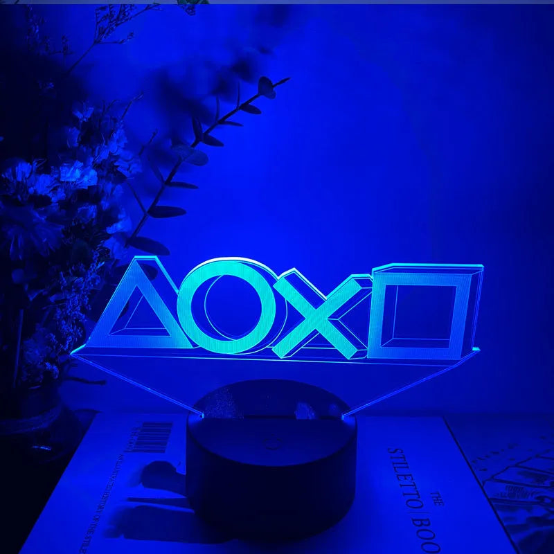 Creative 3D gamepad-shaped LED desk lamp with acrylic shade and touch control base.