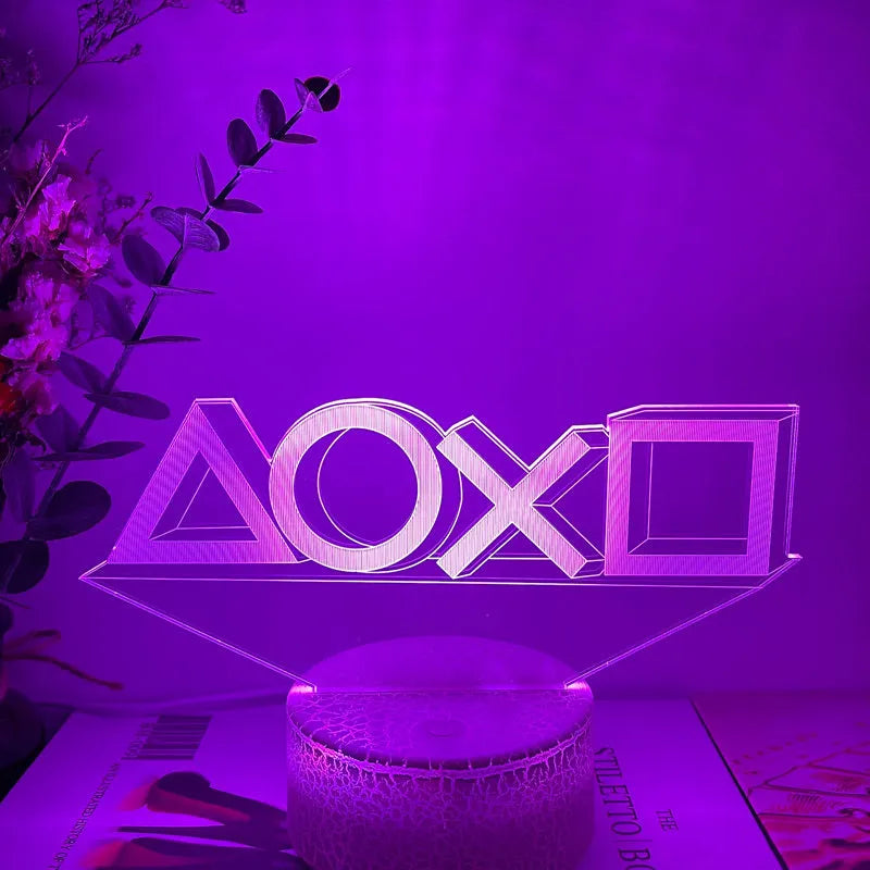 Creative 3D gamepad-shaped LED desk lamp with acrylic shade and touch control base.