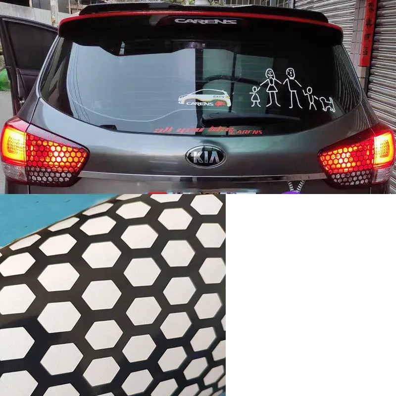 Car honeycomb rear taillight decoration sticker, rectangular paper, black, 48cm by 30cm