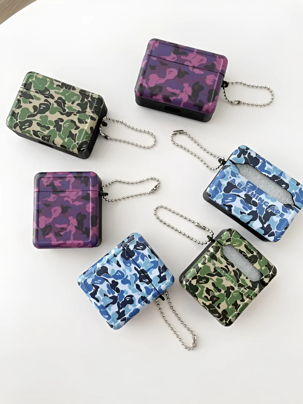Camouflage frosted soft rubber protective case for AirPods Pro in blue green and purple