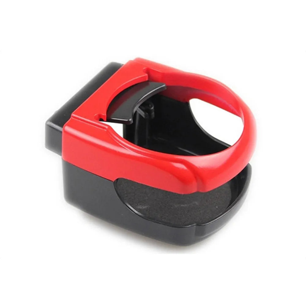 Aluminium alloy car water cup holder for air outlet, 8.5 x 9.5 x 5.5cm, shown in black, blue, red or silver
