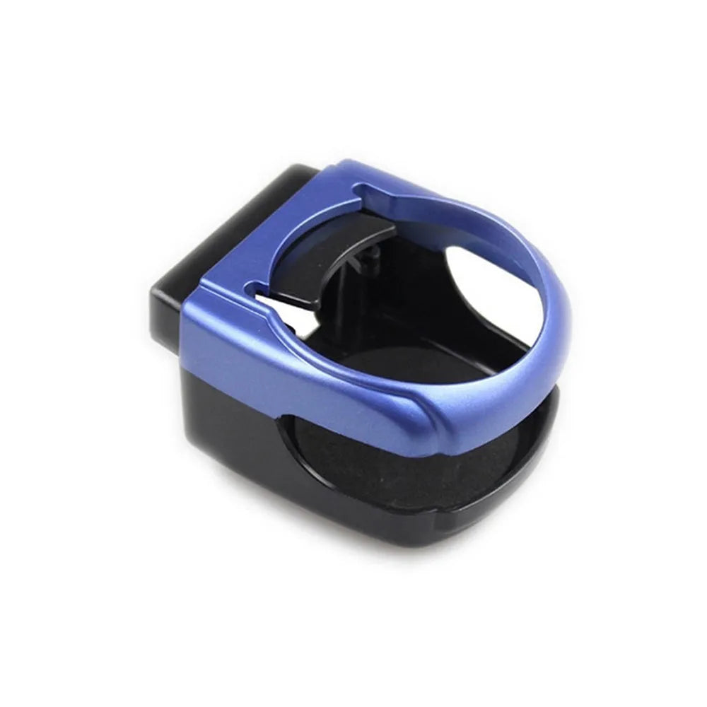 Aluminium alloy car water cup holder for air outlet, 8.5 x 9.5 x 5.5cm, shown in black, blue, red or silver