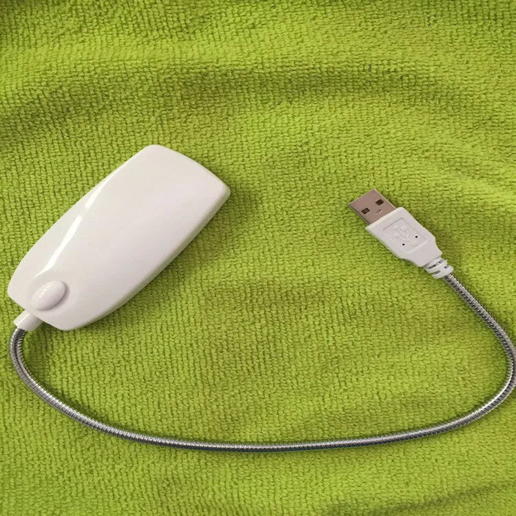 USB flexible gooseneck LED reading lamp in black, white, blue, or pink colours
