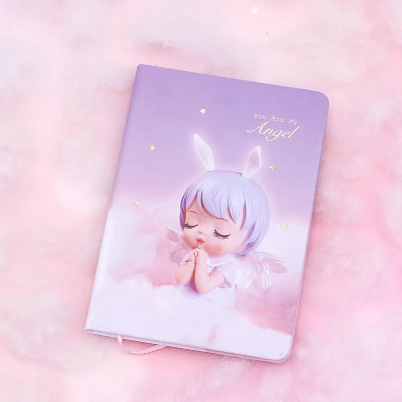 Flower fairy notebook with PU leather cover showing pink colour option and ruled pages