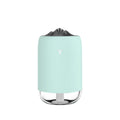 Magic Flame columnar USB humidifier in light blue, pink, or white colours for desktop use