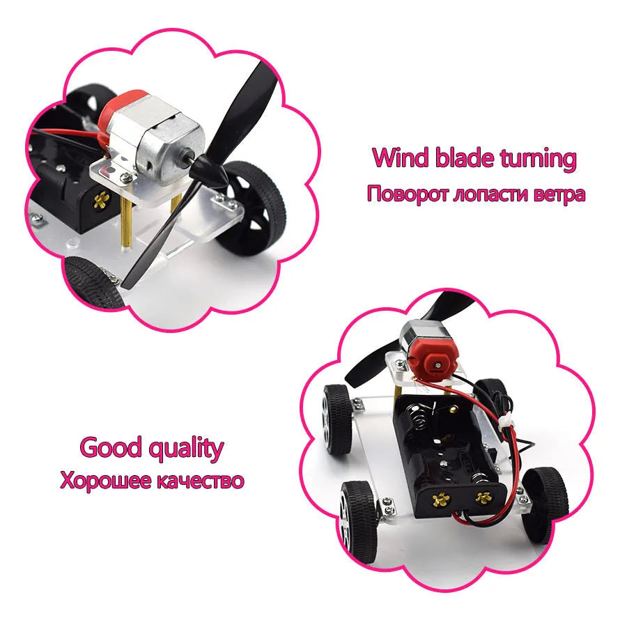 DIY wind car electronic science experiment kit for children with acrylic, metal, and plastic parts